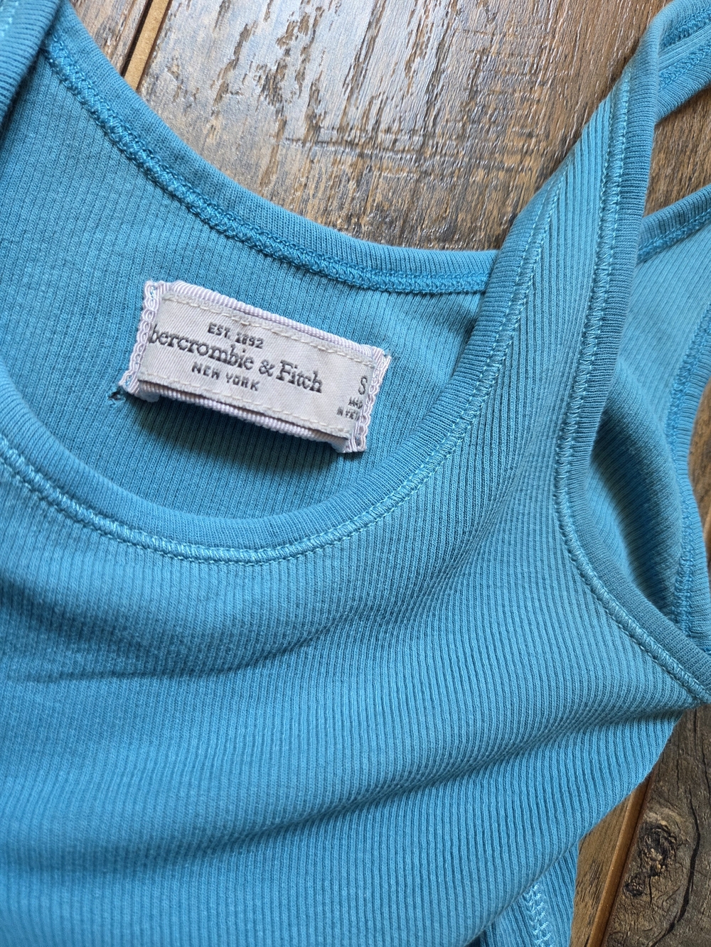 Abercrombie & Fitch Vintage Ribbed Tank Top Turquoise Blue Size S Y2K 2000s
